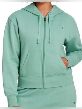 Champion Full Front Zipping Heavyweight Jacket With Hood Pastel Green Medium